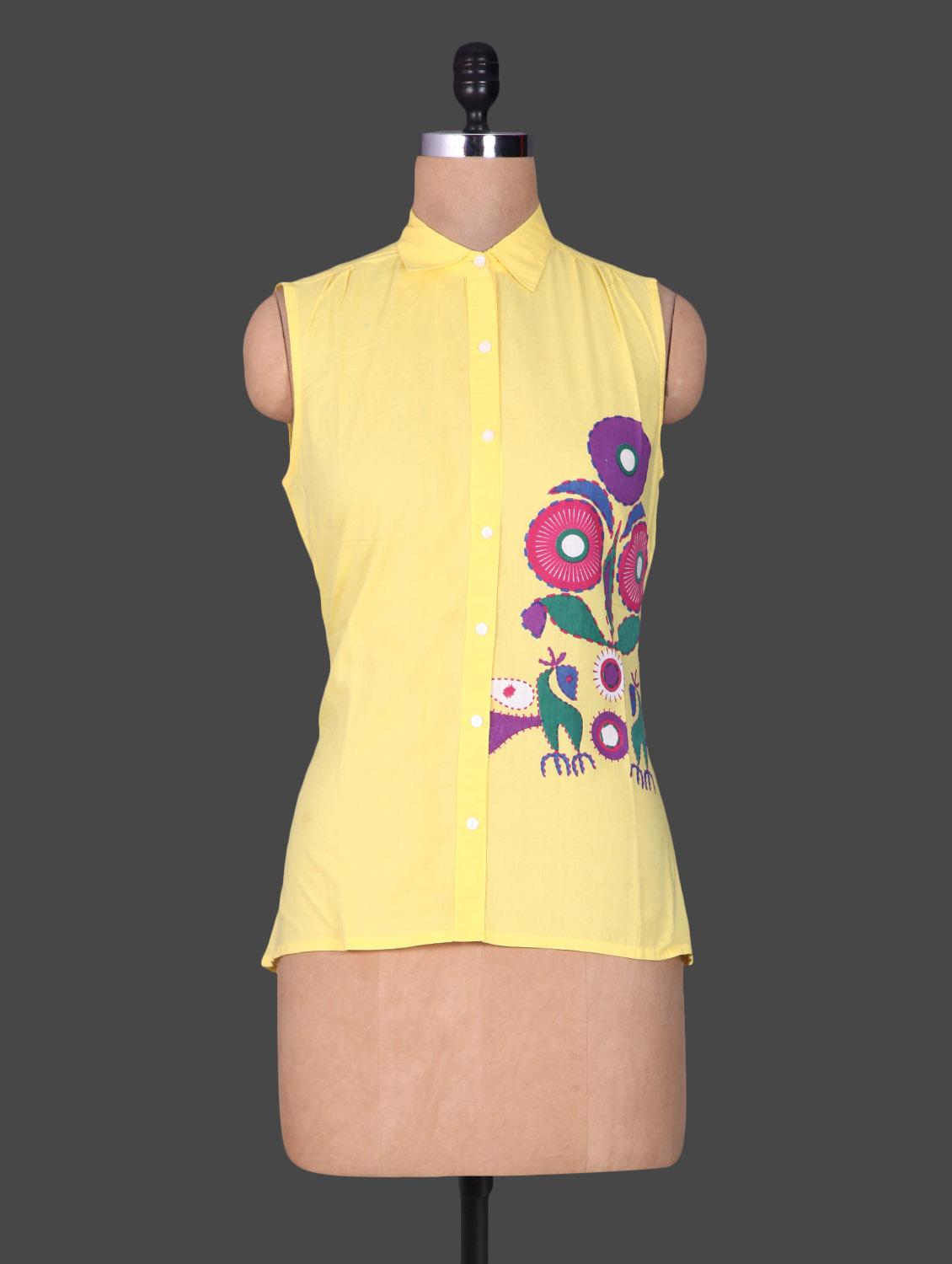 print detail sleeveless shirt - 1184885 - Zoom Image - 1
