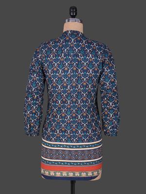 navy blue floral print pintuck top - 1184893 - Standard Image - 3