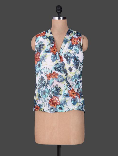 overlap neck blouson top - 1184895 - Standard Image - 1