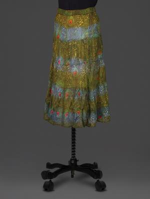 green printed tiered georgette skirt - 1184918 - Standard Image - 2