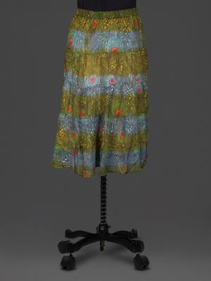 green printed tiered georgette skirt - 1184918 - Standard Image - 3