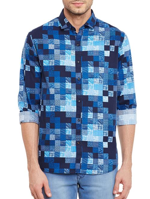blue cotton casual shirt - 11853998 - Very Small Image - 1