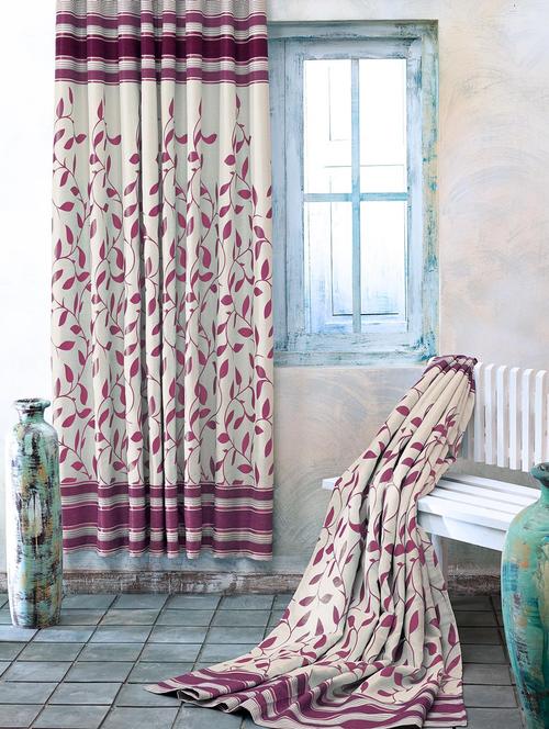cream and purple jacquard curtain - 1185712 - Standard Image - 1
