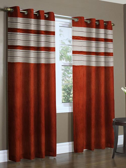 home candy eyelet fancy polyester 2 piece door curtain set - 84"x48", maroon - 11863593 - Standard Image - 1