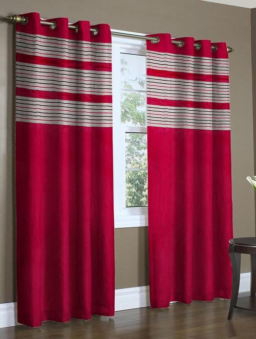 home candy eyelet fancy polyester 2 piece door curtain set - 84"x48", magenta - 11863595 - Standard Image - 1