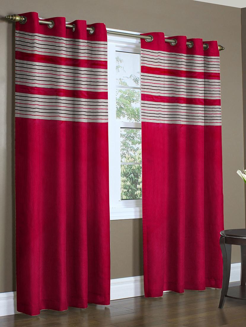 home candy eyelet fancy polyester 2 piece door curtain set - 84"x48", magenta - 11863595 - Zoom Image - 1