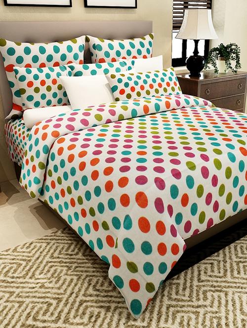 home candy multi polka cotton double bed sheet with 2 pillow covers- 144 tc - 11863762 - Very Small Image - 1