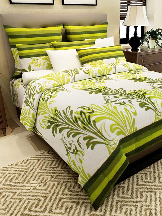 home candy elegant green cotton double bed sheet with 2 pillow covers- 144 tc - 11863763 - Zoom Image - 1