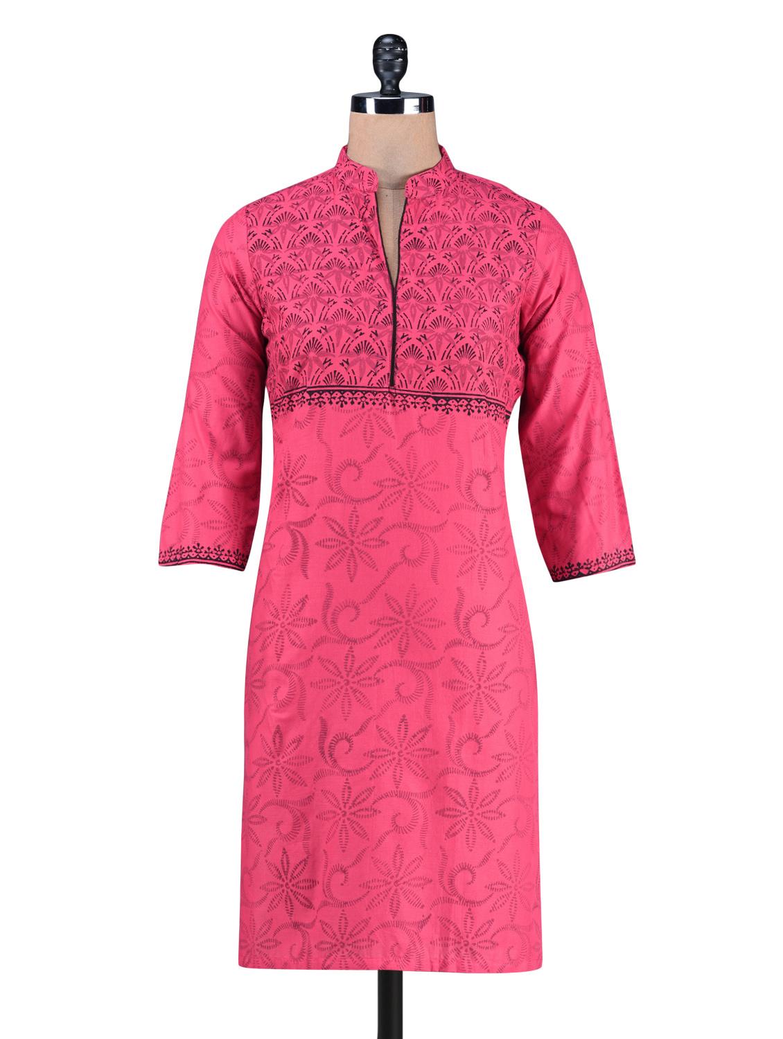 pink cotton printed kurti - 1186787 - Zoom Image - 1