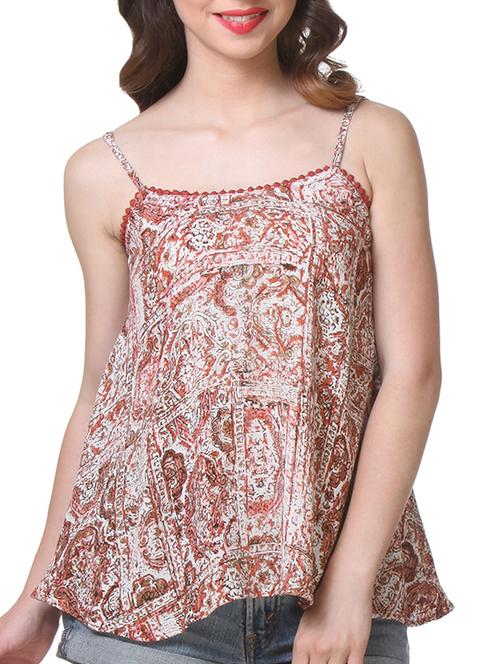 pom pom border printed rayon top - 1187009 - Standard Image - 1