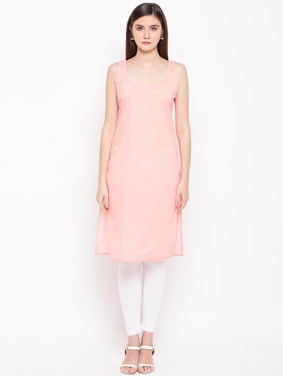 ada hand embroidered peach georgette chikankari straight kurta - 11870609 - Zoom Image - 3