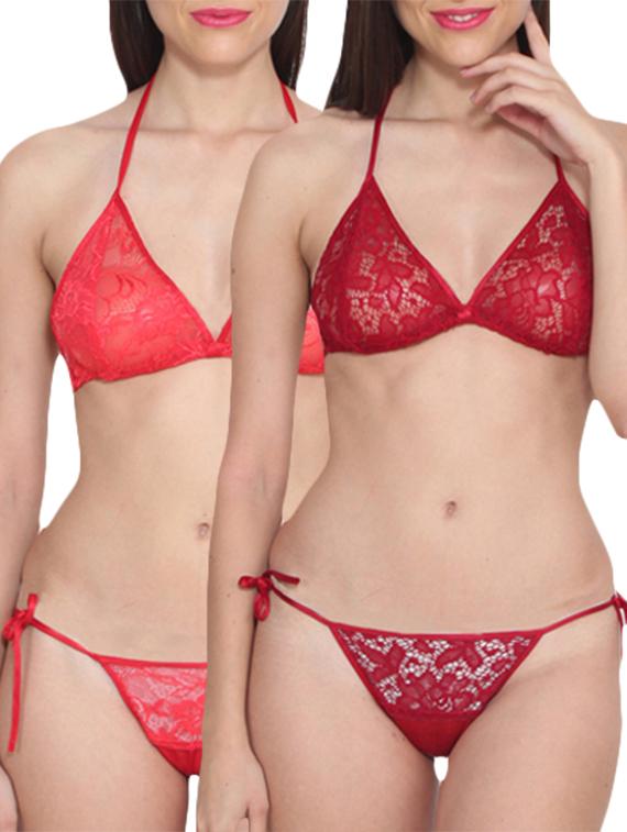 set of 2 multicolored rayon bra and panty set - 11871570 - Zoom Image - 1