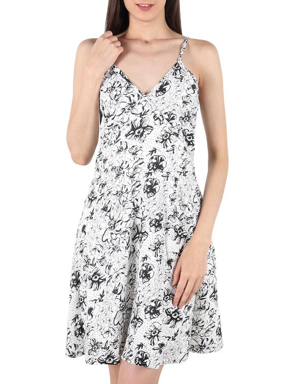 white floral printed a-line dress - 11876177 - Zoom Image - 1