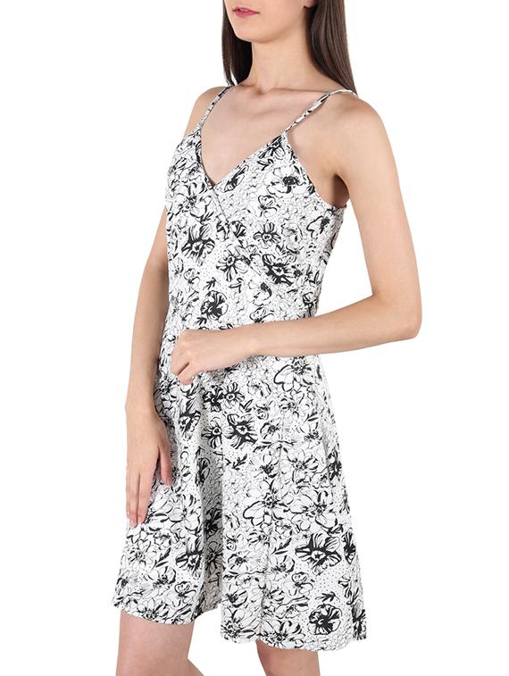 white floral printed a-line dress - 11876177 - Zoom Image - 2
