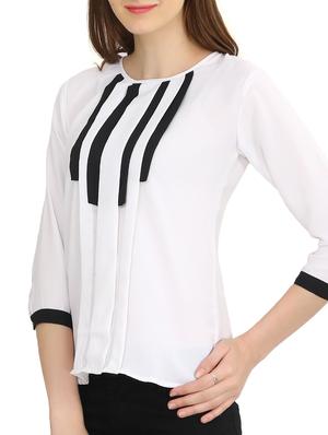 white crepe top - 11876717 - Standard Image - 2