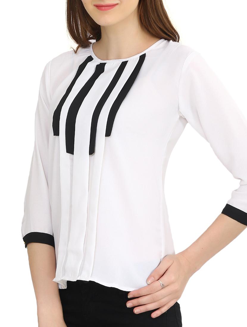 white crepe top - 11876717 - Zoom Image - 2