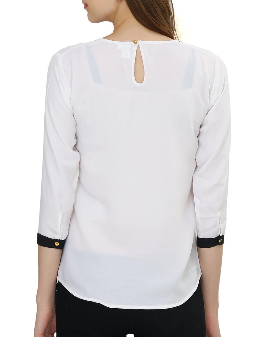 white crepe top - 11876717 - Zoom Image - 3