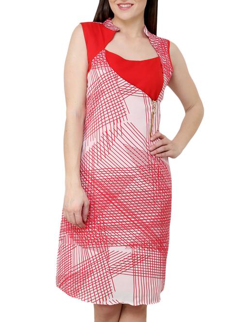 red , white crepe dress - 1188634 - Very Small Image - 1