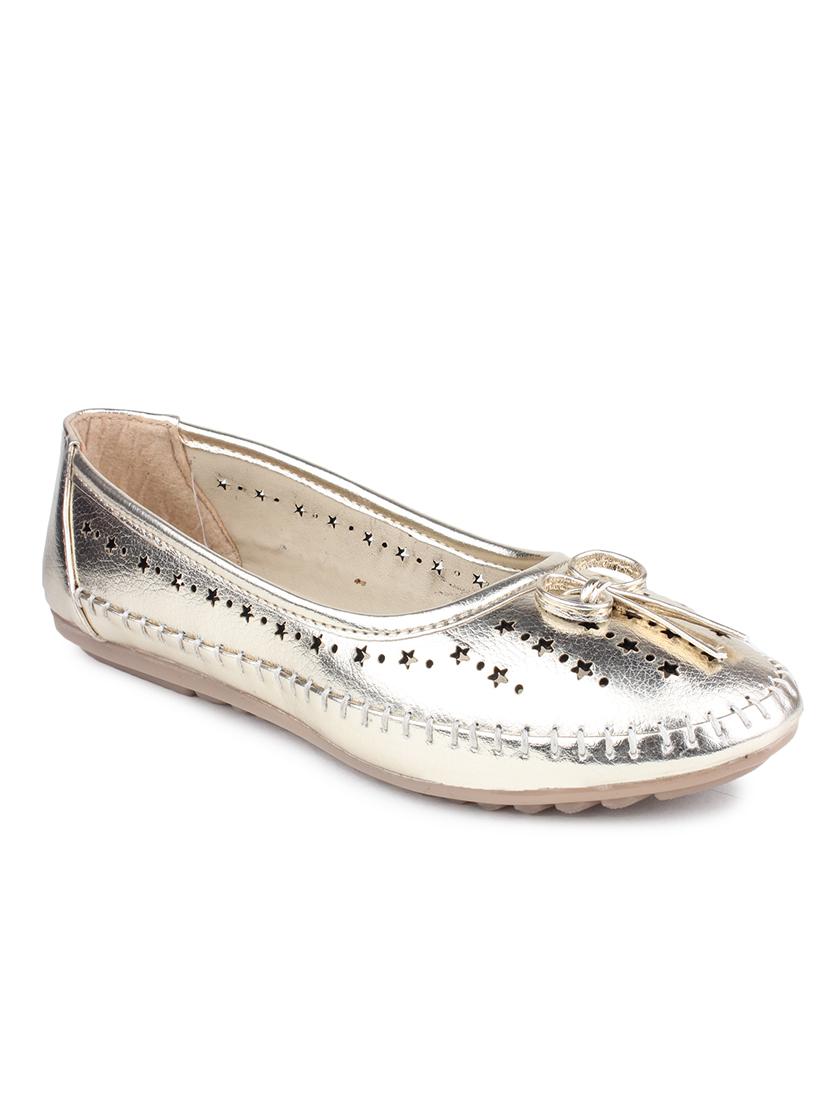 gold suede slip on ballerina - 11894507 - Zoom Image - 1