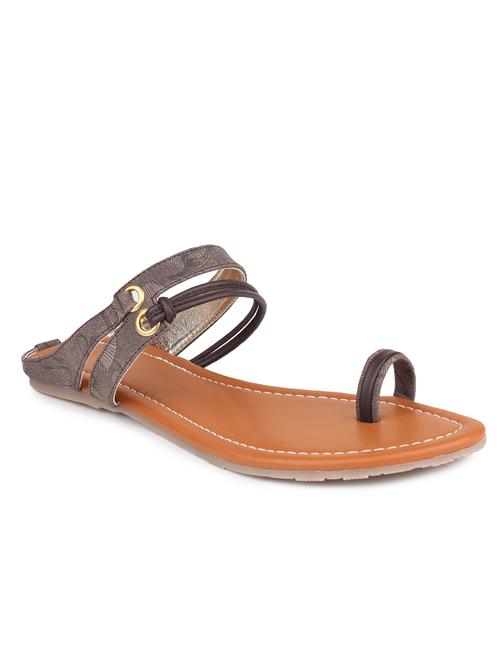 grey leatherette one toe sandals - 11899804 - Standard Image - 1