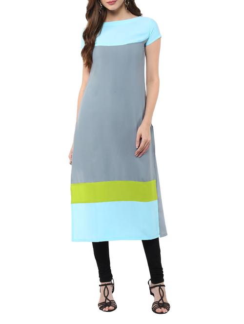 colour block long kurta - 11900666 - Standard Image - 1