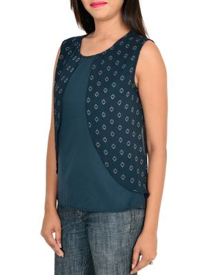 navy blue georgette layered top - 11902284 - Standard Image - 2