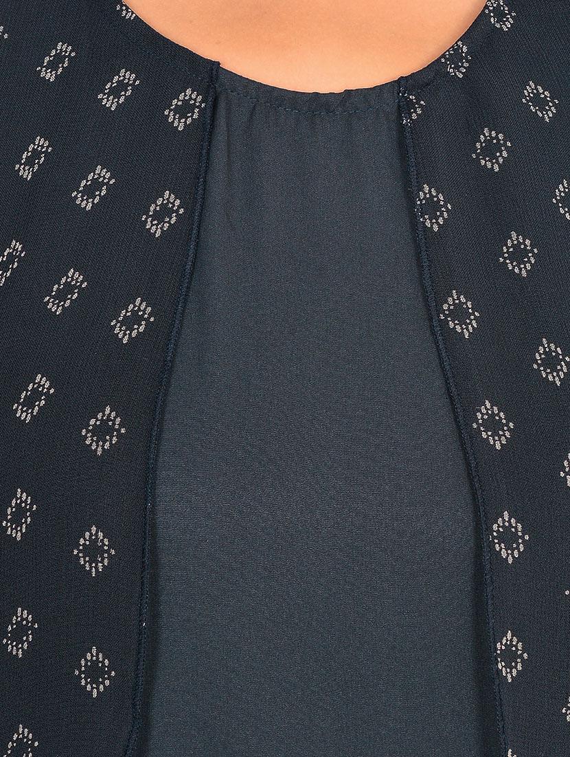 navy blue georgette layered top - 11902284 - Zoom Image - 4