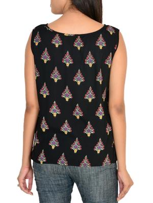 black rayon printed top - 11902290 - Standard Image - 3