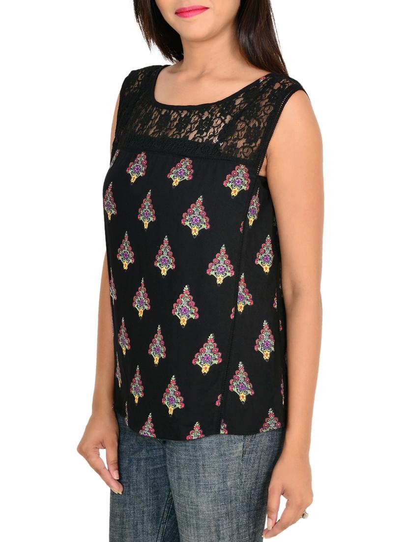 black rayon printed top - 11902290 - Zoom Image - 2