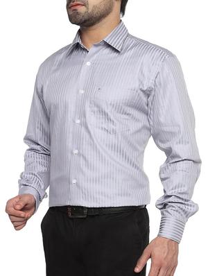grey cotton formal shirt - 11902417 - Standard Image - 2