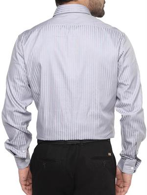 grey cotton formal shirt - 11902417 - Standard Image - 3