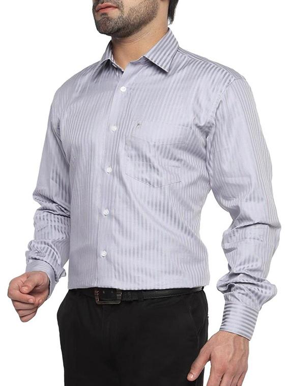 grey cotton formal shirt - 11902417 - Zoom Image - 2