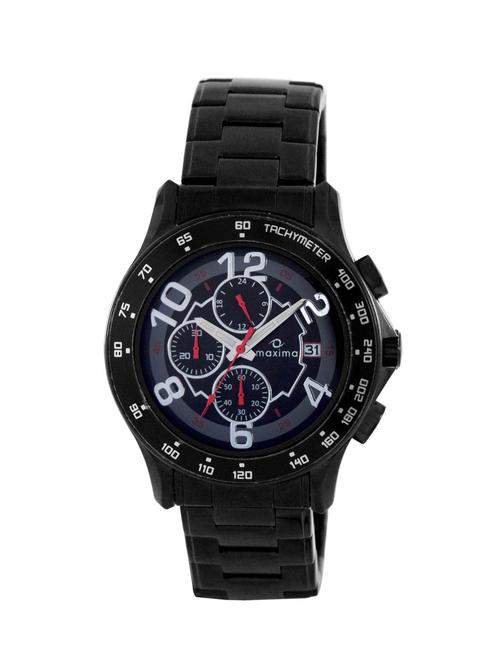maxima black chronograph watch for men - 11904750 - Standard Image - 1