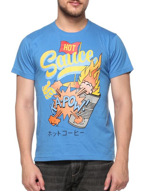 blue cotton front print t-shirt - 11905897 - Standard Image - 1