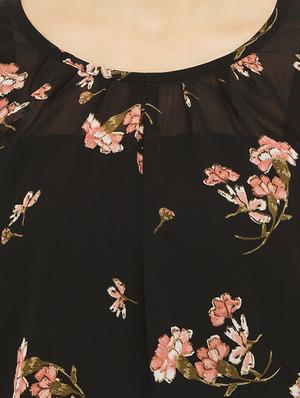 pleat detail floral sheer top - 11910582 - Standard Image - 4