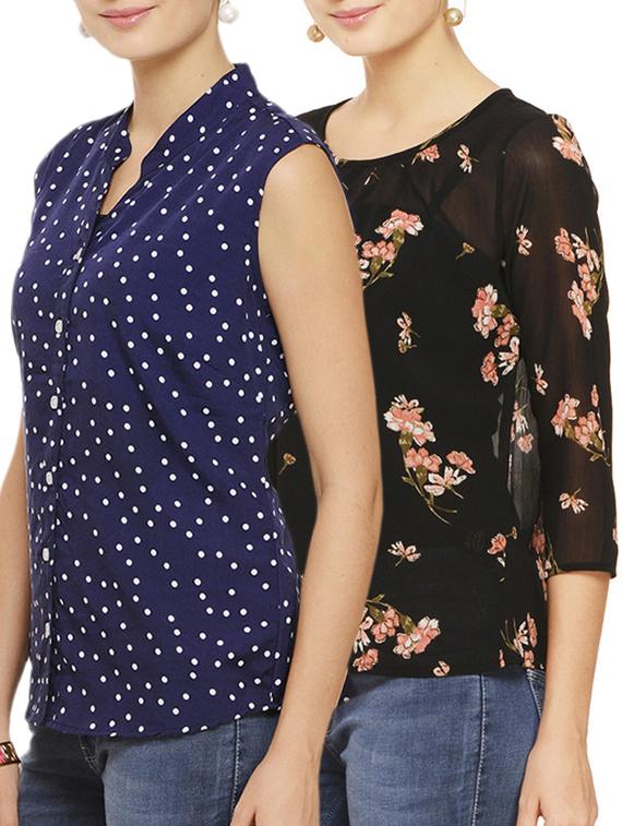 set of 2 printed tops