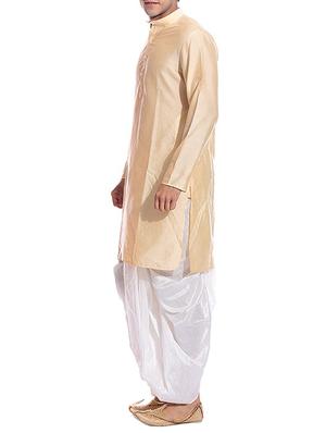 gold pure silk kurta dhoti set - 11911048 - Standard Image - 2