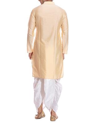 gold pure silk kurta dhoti set - 11911048 - Standard Image - 3