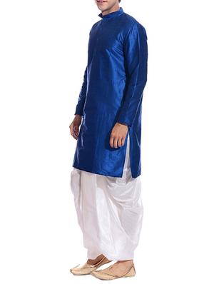 royal blue pure silk kurta dhoti set - 11911053 - Standard Image - 2