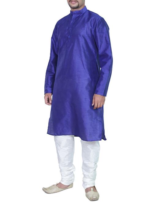 royal blue pure silk kurta pyjama set - 11911066 - Standard Image - 1