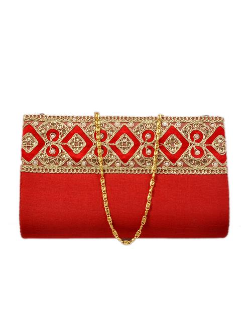 red cotton embroidered clutch - 11912498 -  Standard Image - 0