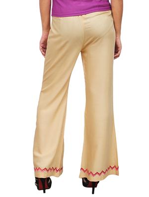 beige viscose straight palazzo - 11913927 - Standard Image - 3