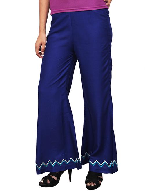 blue viscose straight palazzo - 11914655 - Standard Image - 1