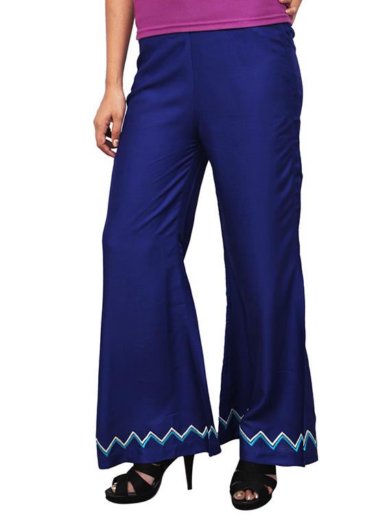 blue viscose straight palazzo - 11914655 - Zoom Image - 1