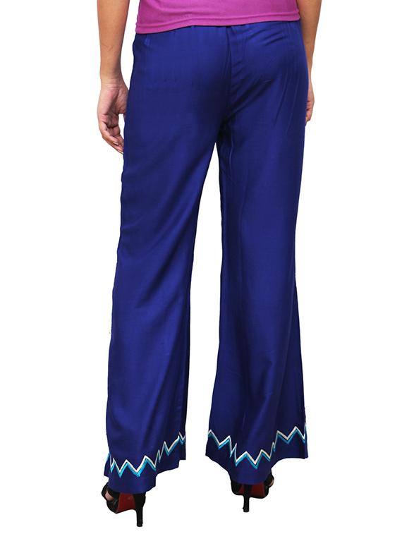 blue viscose straight palazzo - 11914655 - Zoom Image - 3