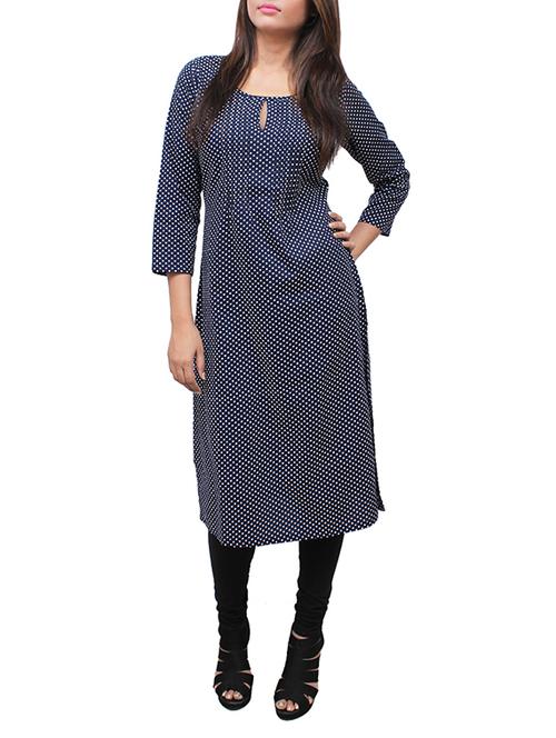 blue cotton aline kurti - 11915977 - Standard Image - 1