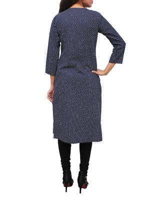 blue cotton aline kurti - 11915977 - Standard Image - 3