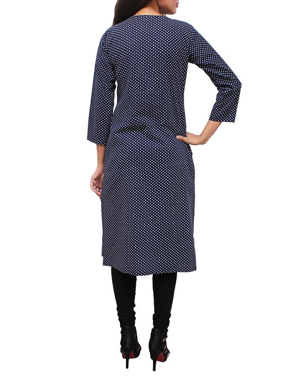 blue cotton aline kurti - 11915977 - Zoom Image - 3