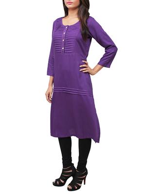 purple plain cotton kurta - 11915989 - Standard Image - 2