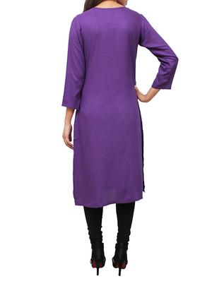 purple plain cotton kurta - 11915989 - Standard Image - 3